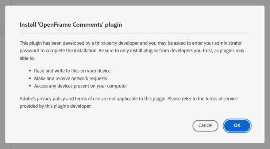 Creative Cloud asking for confirmation before installing